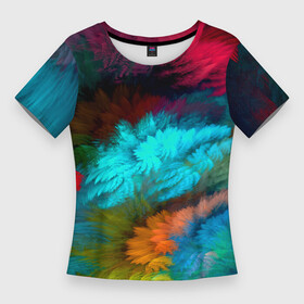 Женская футболка 3D Slim с принтом Colorful Explosion в Тюмени,  |  | abstract | bright | colorful | colors | explosion | graphics | paints | pattern | rainbow | smoke | splashes | абстракт | абстракция | брызги | взрыв | графика | дымка | кляксы | краски | паттерн | радуга | разноцветный | узоры | цвета | яркий