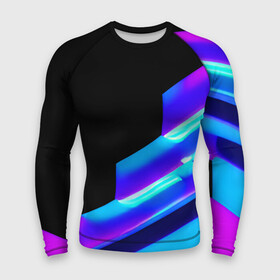 Мужской рашгард 3D с принтом Яркие неоновые линии в Тюмени,  |  | black | blue | bright | dark | lines | multicoloured | neon | pink | purple | straight | stripe | synthwave | линии | неон | полосы | прямые | разноцветные | розовый | синий | темный | фиолетовый | черный | яркие