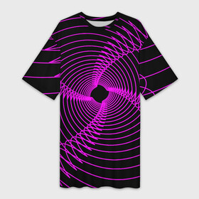 Платье-футболка 3D с принтом Неоновая светящаяся спираль в Тюмени,  |  | Тематика изображения на принте: геометрия | неон | неоновая | неоновое | неоновый | свечение | спирали | спираль | фиолет