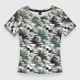 Женская футболка 3D Slim с принтом Абстрактный камуфляжный светлый в Тюмени,  |  | abstract | camouflage | geometric | gray | green | khaki | light | military | protective | swamp | zigzag | абстрактный | болотный | военный | геометрический | защитный | зеленый | зигзаг | камуфляжный | маскировочный | светлый | серый | хаки