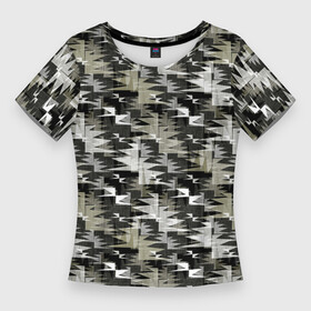 Женская футболка 3D Slim с принтом Абстрактный камуфляжный в Тюмени,  |  | abstract | brown | camouflage | dark | gray | green | khaki | militarism | military | monochrome | protective | swamp | абстрактный | болотный | военный | защитный | зеленый | камуфляжный | коричневый | милитаризм | монохромный | серый | темный | хаки