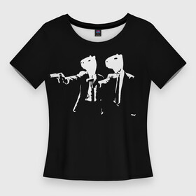 Женская футболка 3D Slim с принтом Капибары криминальное чтиво в Тюмени,  |  | capybara | crinimal | mem | криминальное чтиво | мем | мемы