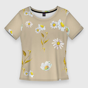 Женская футболка 3D Slim с принтом Цветущие Ромашки в Тюмени,  |  | flowers | summer | букет | лето | природа | растение | ромашки | сад | садоводство | узор | флора | цветы