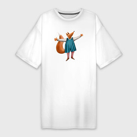 Платье-футболка хлопок с принтом Лисица: обнимашки в Тюмени,  |  | Тематика изображения на принте: лиса | лисица | лисичка | обнимает | обнимашки | обнимаю