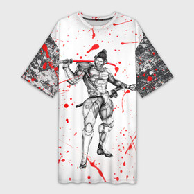 Платье-футболка 3D с принтом Metal gear rising blood в Тюмени,  |  | metal gear rising | metalgearrising | revengeance | водомерки | киборги | метал гир | метал гир ризинг