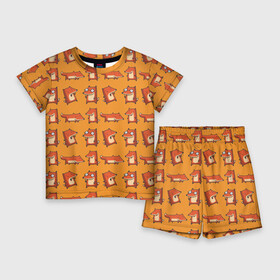 Детский костюм с шортами 3D с принтом Лисички  такие лисички в Тюмени,  |  | животное | лис | лиса | лисица | паттерн | хитрый