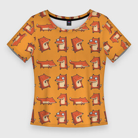 Женская футболка 3D Slim с принтом Лисички  такие лисички в Тюмени,  |  | животное | лис | лиса | лисица | паттерн | хитрый