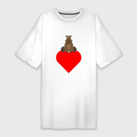 Платье-футболка хлопок с принтом Капибару на сердце в Тюмени,  |  | capybara | водосвинка | грызун | грызуны | капибара | капибары | сердечко | сердце