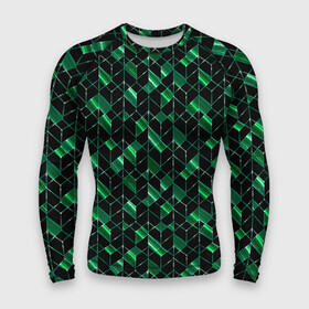 Мужской рашгард 3D с принтом Геометрический узор, зеленые фигуры на черном в Тюмени,  |  | Тематика изображения на принте: abstract | black | geometric | geometric pattern | green | green and black | polygons | shapes | striped | stripes | абстрактный | геометрический | геометрический узор | зеленый | зеленый и черный | многоугольники | полосатый | полосы | фигуры