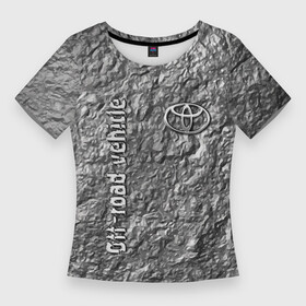 Женская футболка 3D Slim с принтом Логотип Тойоты на фоне скалы  внедорожник в Тюмени,  |  | japan | off road vehicle | rock | texture | toyota | внедорожник | скала | текстура | тойота | япония
