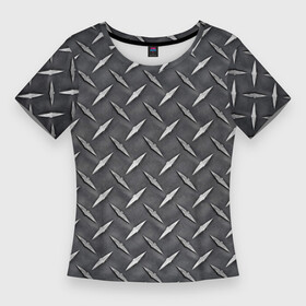 Женская футболка 3D Slim с принтом Рифлёная металлическая поверхность в Тюмени,  |  | corrugation | geometry | metal | surface | texture | геометрия | металл | поверхность | рифление | текстура