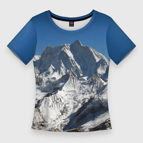 Женская футболка 3D Slim с принтом Канченджанга, Гималаи, 8 586 м в Тюмени,  |  | glacier | himalayas | mountain | nature | sky | snow | top | вершина | гималаи | гора | ледник | небо | природа | снег