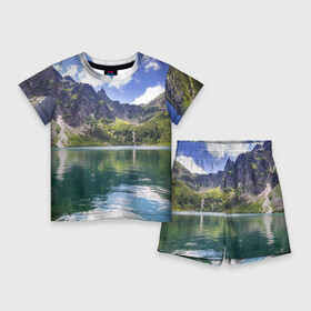 Детский костюм с шортами 3D с принтом Прозрачное горное озеро в Тюмени,  |  | Тематика изображения на принте: clouds | forest | lake | mountains | nature | sky | stones | summer | горы | камни | лес | лето | небо | облака | озеро | природа