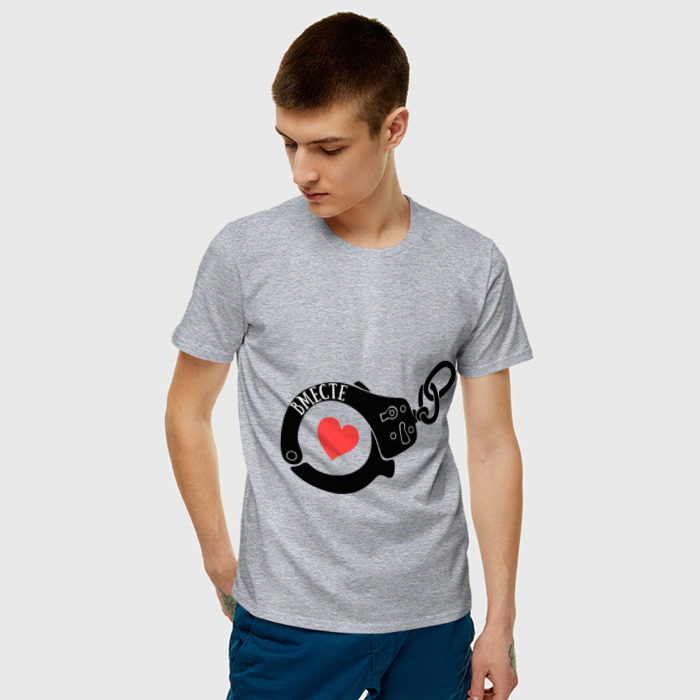 Мужская футболка хлопок Наручники любви фото