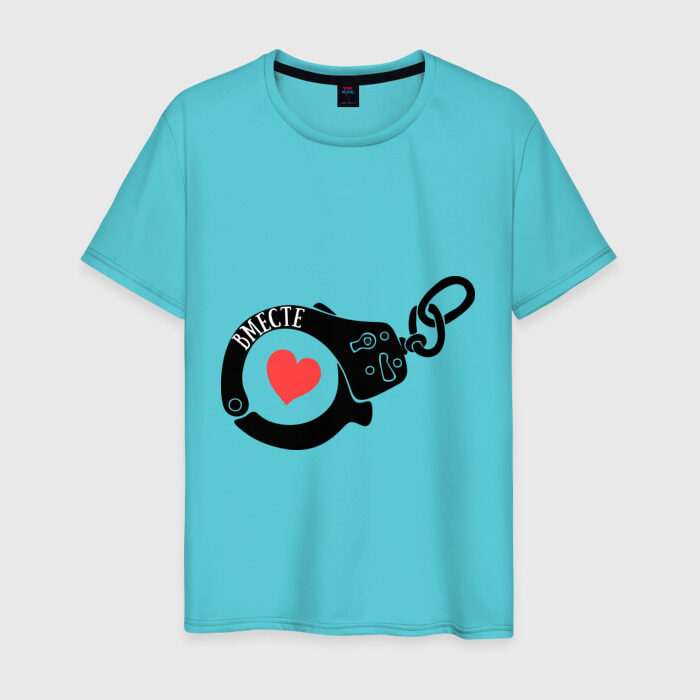 Мужская футболка хлопок Наручники любви фото