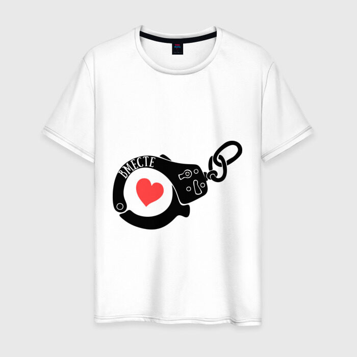 Мужская футболка хлопок Наручники любви фото