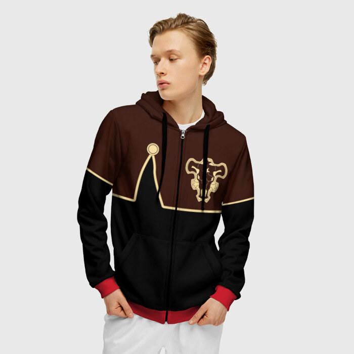 Мужская толстовка 3D на молнии Мантия Чёрный Бык (Черный) фото