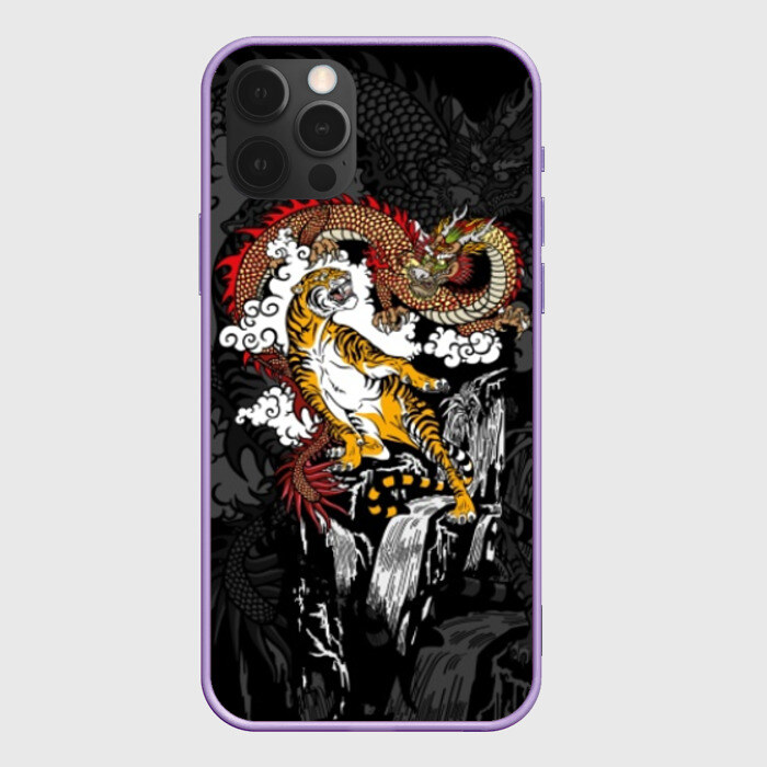 Чехол для iPhone 12 Pro Max Тигр и дракон фото