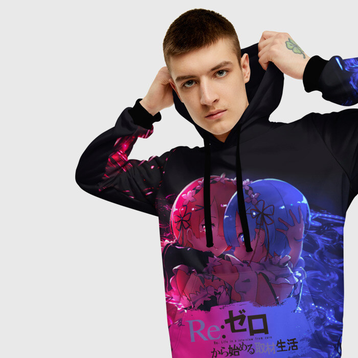 Мужская толстовка 3D ReZero Rem and Ram фото