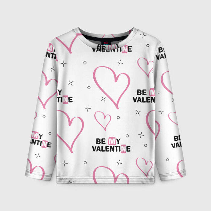 Детский лонгслив 3D Be My Valentine фото