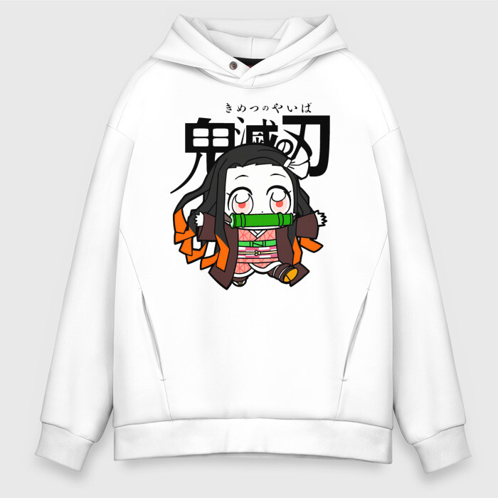 Мужское худи Oversize хлопок Незуко Камадо Kimetsu no Yaiba фото