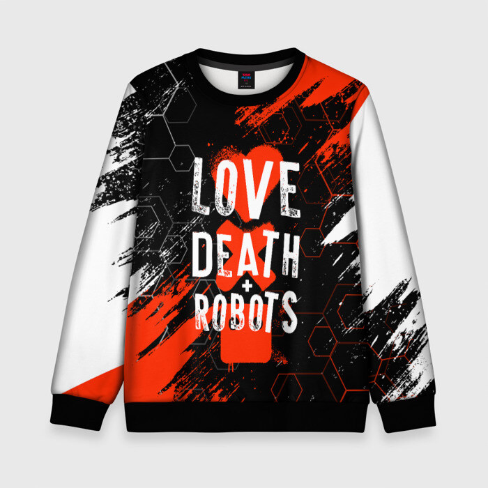 Детский свитшот 3D ЛЮБОВЬ СМЕРТЬ И РОБОТЫ / СОТЫ фото