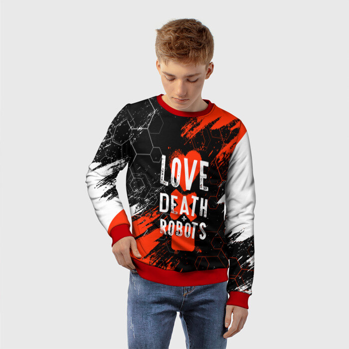 Детский свитшот 3D ЛЮБОВЬ СМЕРТЬ И РОБОТЫ / СОТЫ фото