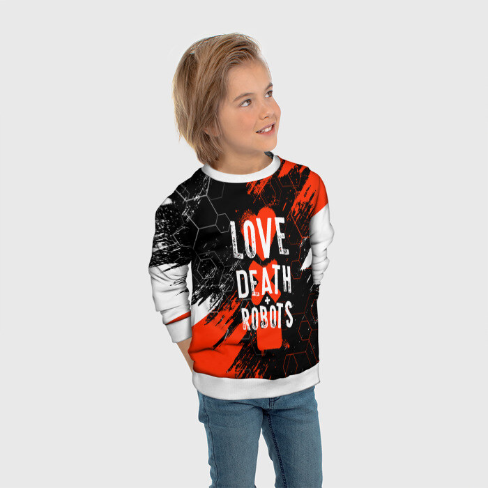 Детский свитшот 3D ЛЮБОВЬ СМЕРТЬ И РОБОТЫ / СОТЫ фото