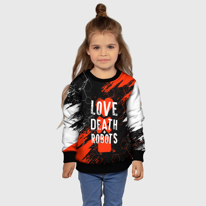 Детский свитшот 3D ЛЮБОВЬ СМЕРТЬ И РОБОТЫ / СОТЫ фото