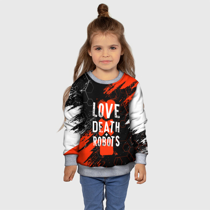 Детский свитшот 3D ЛЮБОВЬ СМЕРТЬ И РОБОТЫ / СОТЫ фото