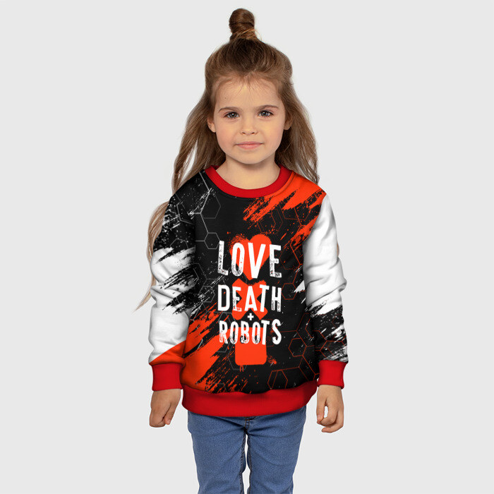 Детский свитшот 3D ЛЮБОВЬ СМЕРТЬ И РОБОТЫ / СОТЫ фото