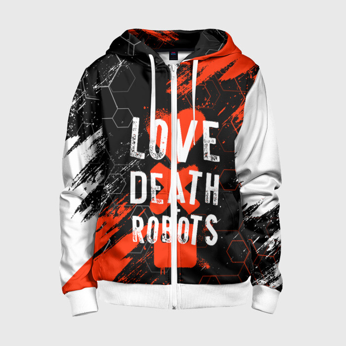 Детская толстовка 3D на молнии ЛЮБОВЬ СМЕРТЬ И РОБОТЫ / СОТЫ фото