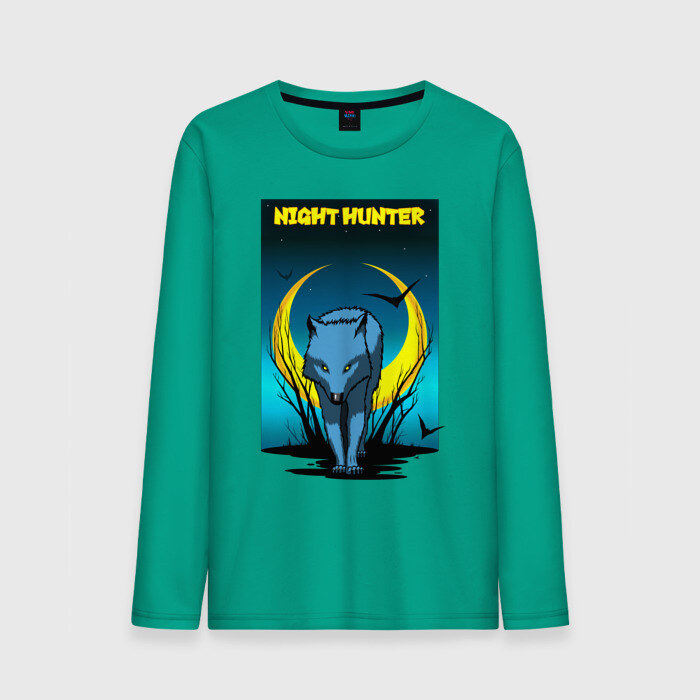 Мужской лонгслив хлопок Ночной охотник фото