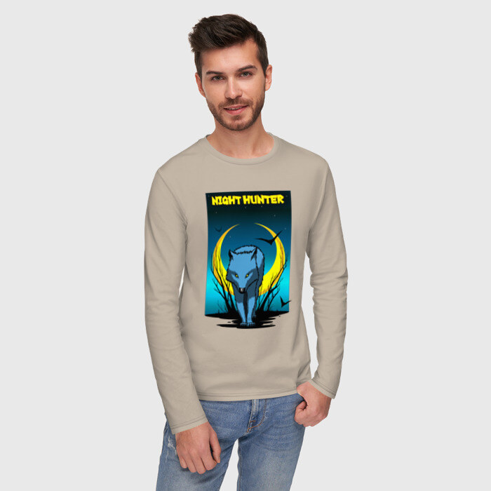 Мужской лонгслив хлопок Ночной охотник фото