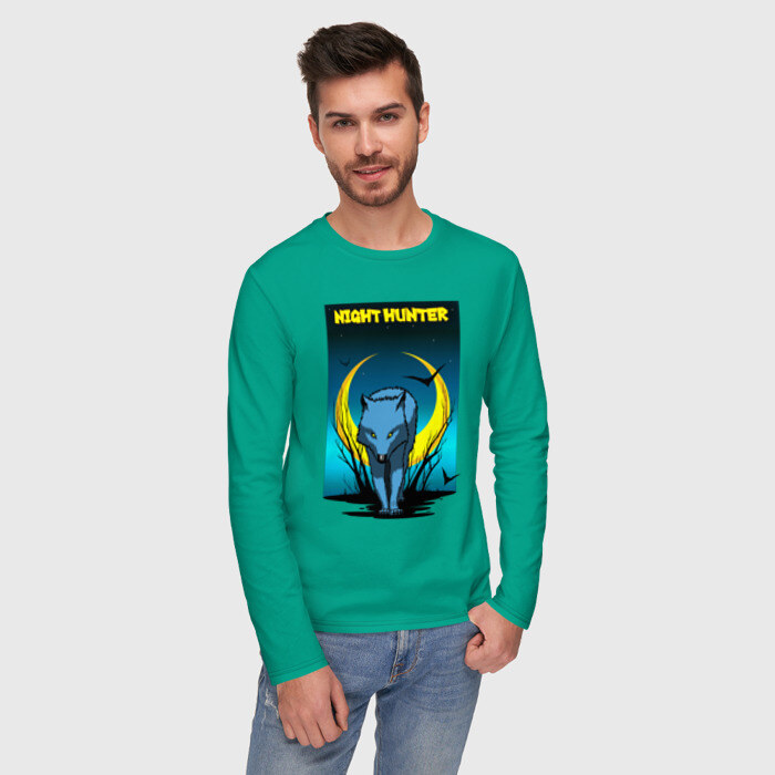 Мужской лонгслив хлопок Ночной охотник фото