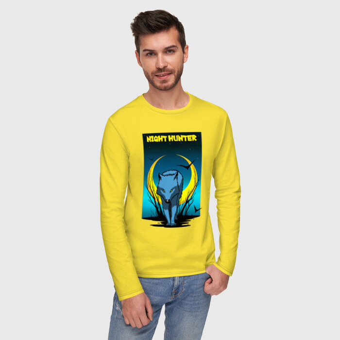 Мужской лонгслив хлопок Ночной охотник фото