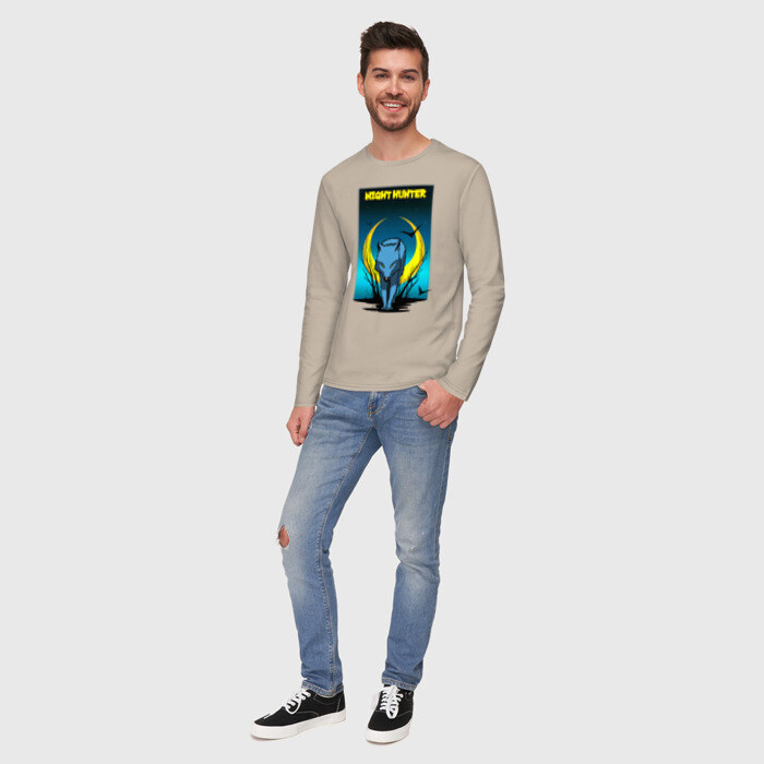 Мужской лонгслив хлопок Ночной охотник фото