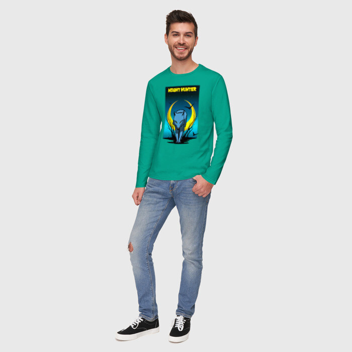 Мужской лонгслив хлопок Ночной охотник фото