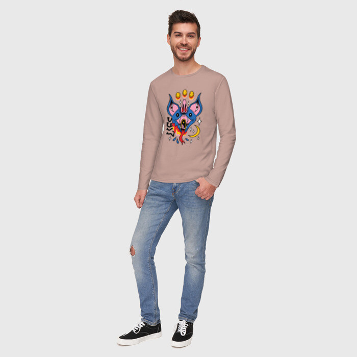 Мужской лонгслив хлопок Trippy Surreal Bat Татуировка фото