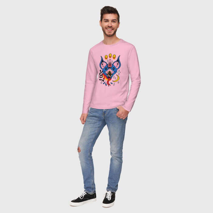 Мужской лонгслив хлопок Trippy Surreal Bat Татуировка фото