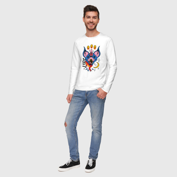 Мужской лонгслив хлопок Trippy Surreal Bat Татуировка фото