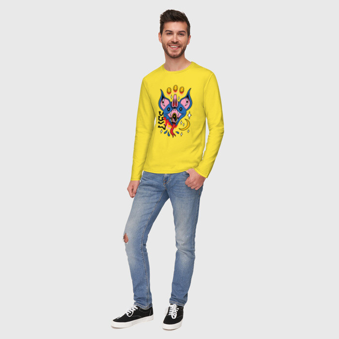 Мужской лонгслив хлопок Trippy Surreal Bat Татуировка фото