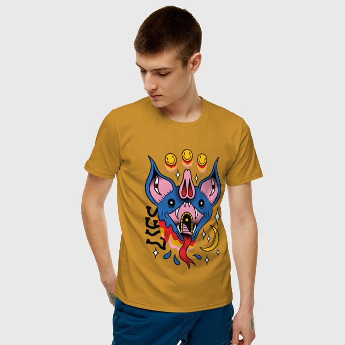Мужская футболка хлопок Trippy Surreal Bat Татуировка фото