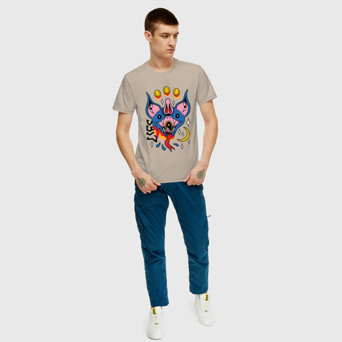 Мужская футболка хлопок Trippy Surreal Bat Татуировка фото