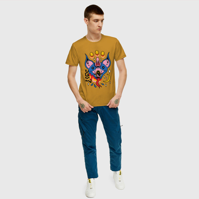 Мужская футболка хлопок Trippy Surreal Bat Татуировка фото