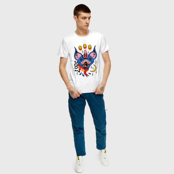 Мужская футболка хлопок Trippy Surreal Bat Татуировка фото