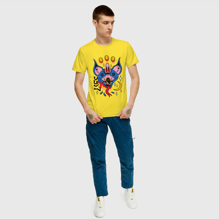 Мужская футболка хлопок Trippy Surreal Bat Татуировка фото