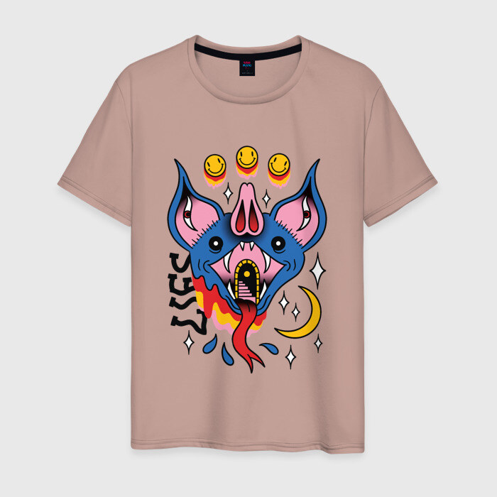 Мужская футболка хлопок Trippy Surreal Bat Татуировка фото