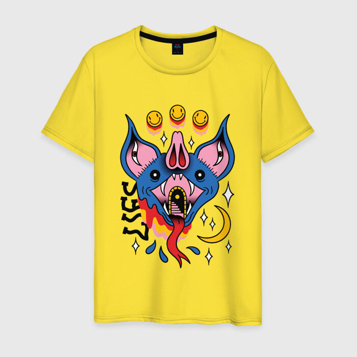 Мужская футболка хлопок Trippy Surreal Bat Татуировка фото