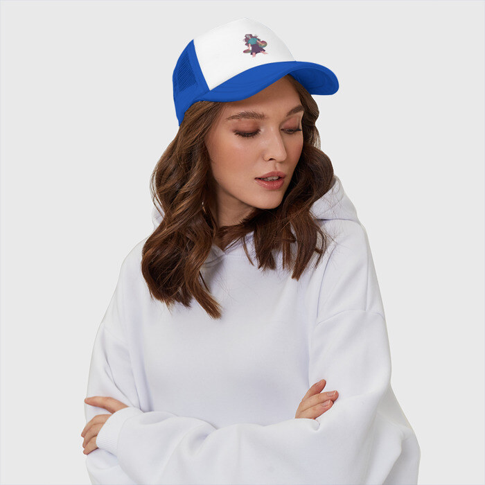 Кепка тракер с сеткой Девушка супергерой в маске анонимуса с Pop-it фото